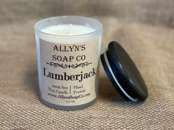 allyns soap co lumberjack soy candle