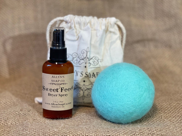Allyns soap co sweet feed dryer spray with wool ball