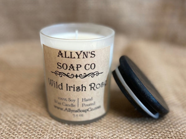 allyns soap co wild irish eose candle