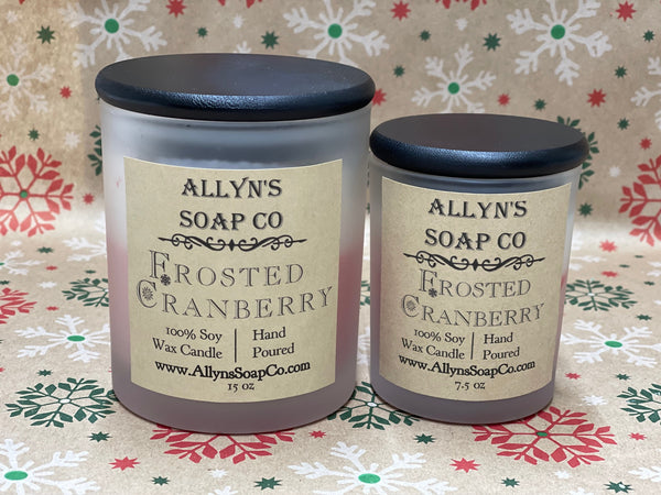 allyns soap co frosted cranberry candle