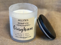 allyns soap co gingham soy wax candle
