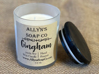allyns soap co gingham soy wax candle