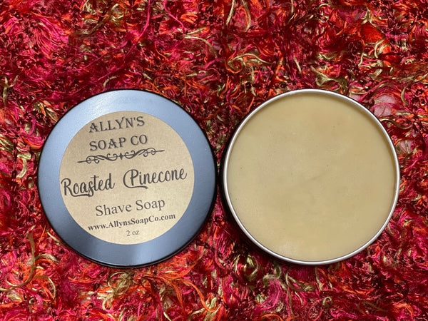 Allyns soap co roasted pinecone shave soap